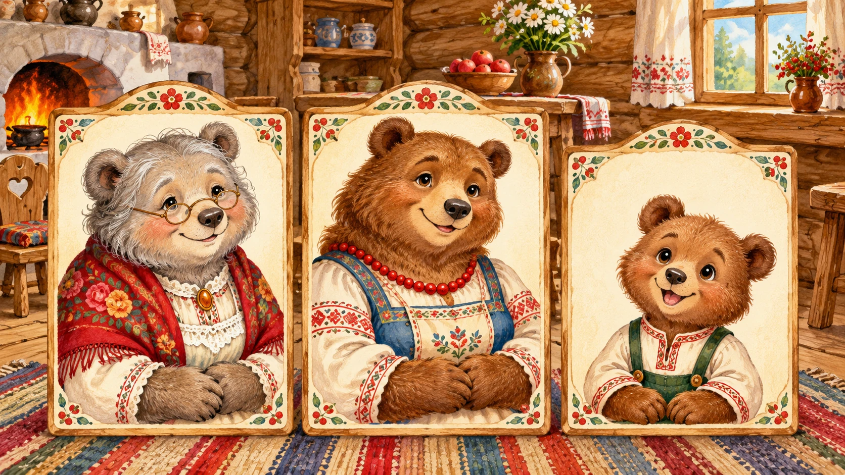 Бабушка, мама и медвежонок