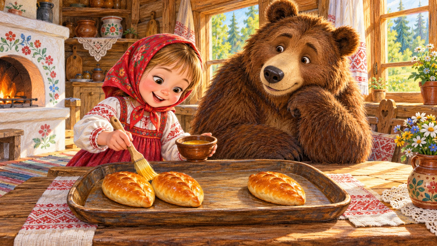 Маша и медведь с пирожками