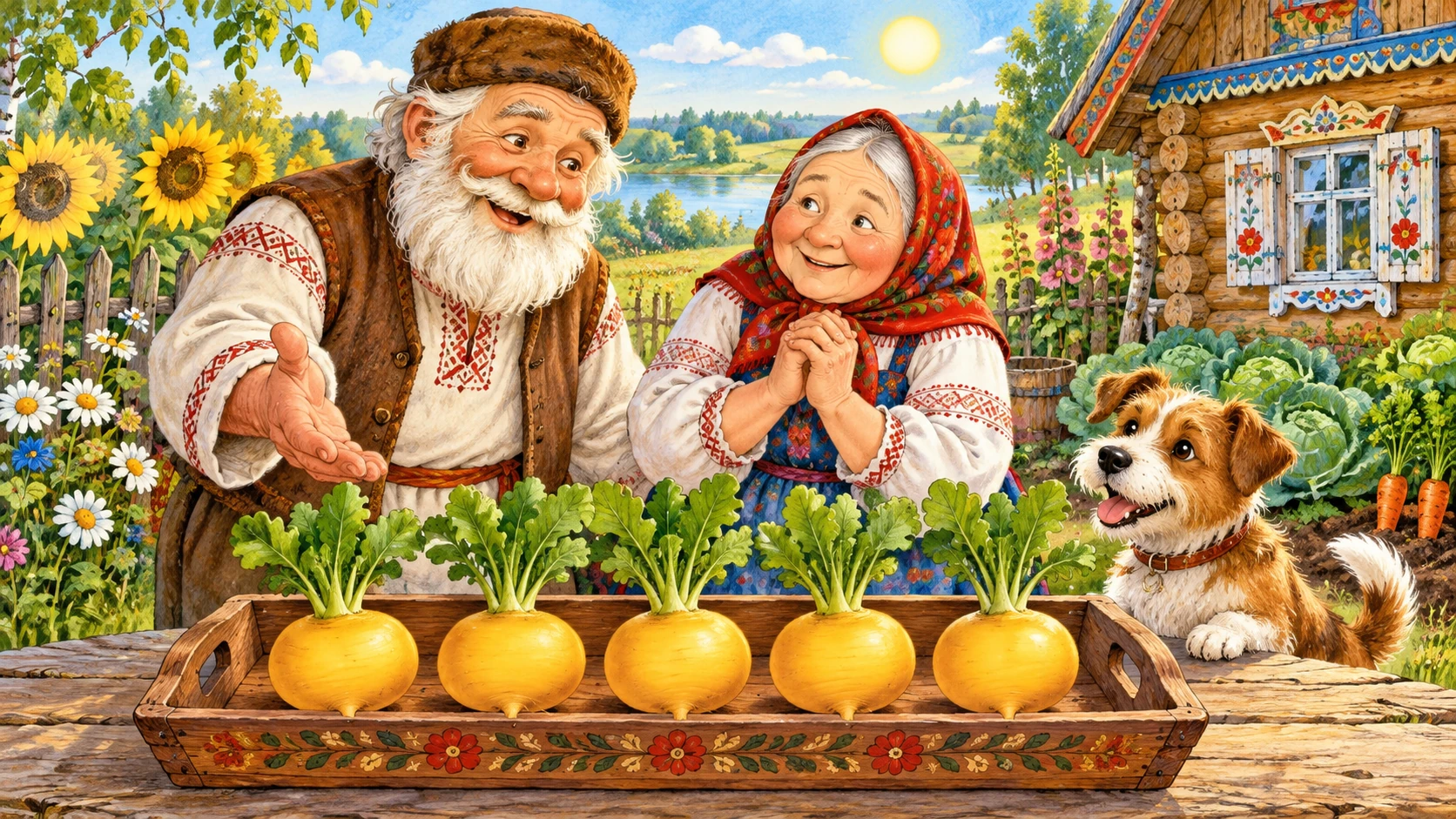 Дедушка и бабушка с урожаем